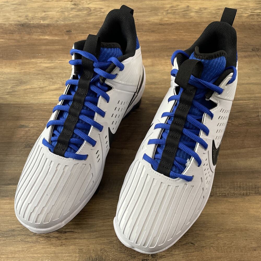 Nike Men’s 11.5 Alpha Menace Strong Football Cleats White/Hyper Royal II5139-101